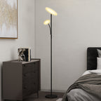 Floor Lamp with 2 Light Points Adjustable to 4 Levels, Temperature 2700K-6500K and Remote Control, Black