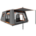 Outsunny 4-6 Person Camping Tent with 2 Bedrooms and Veranda, Waterproof and UPF 30+, Carry Bag, Grey