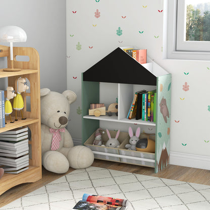 Zonekiz Keephop shelf for children with removable shelves and drawers, green - Borgè