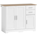 Modern Wooden Sideboard with 2 Drawers and 2 Cabinets, 100x40x78 cm, White and Wood Color