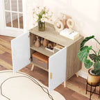 Multipurpose Cabinet with 3-Level Adjustable Shelf and Raised Base, in Wood, 76x41.2x74 cm, White and Oak