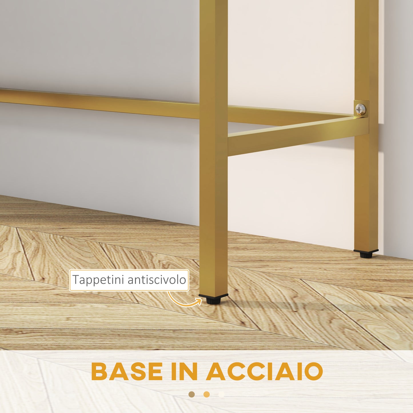 Modern Entryway Console Table with 2 Drawers and Golden Legs, 80x31.5x75cm, White - Borgè