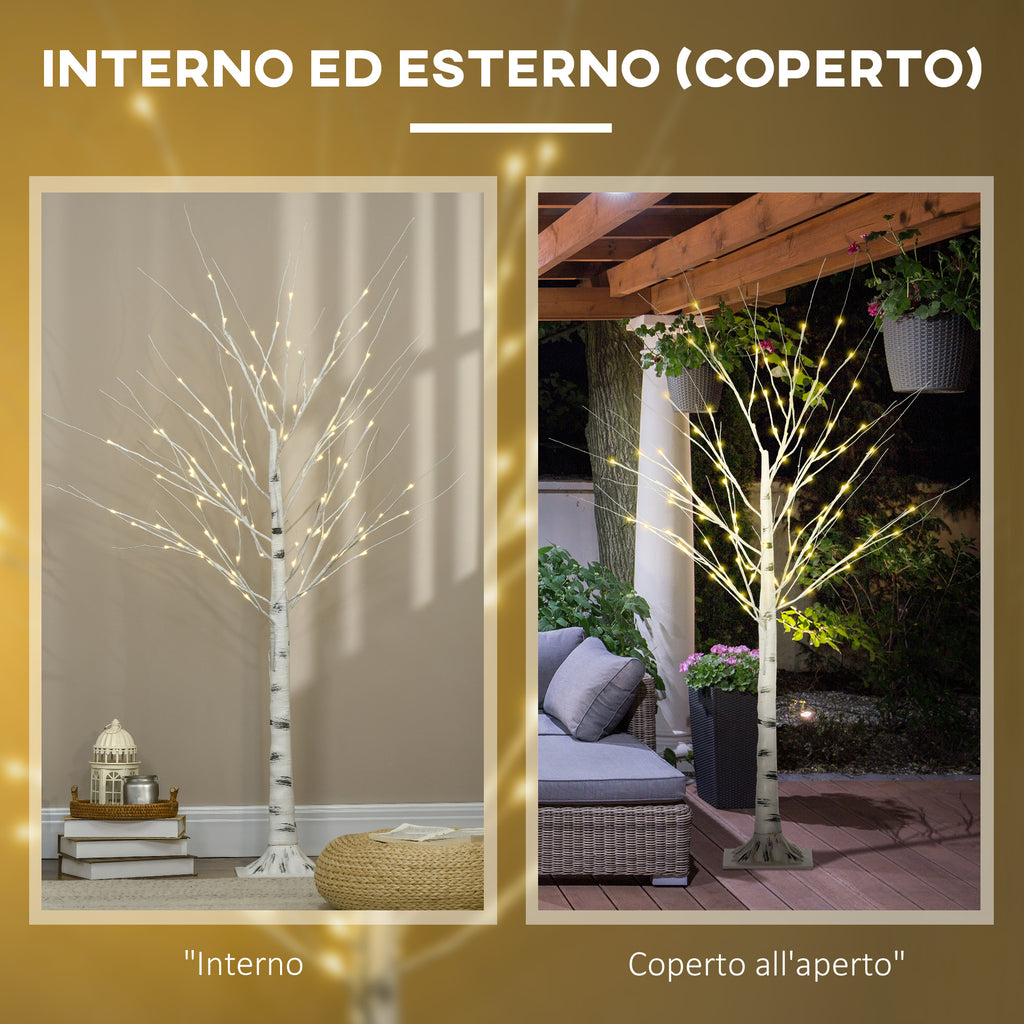 HOMCOM White Christmas Tree with LED Lights and 12 Branches for Indoor and Outdoor Use, Made of PP and Metal, 22x22x150 cm