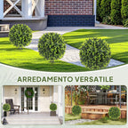 Set of 2 Artificial Boxwood Plants, 40 cm, with Integrated Stake, for Indoor and Outdoor Use, Green