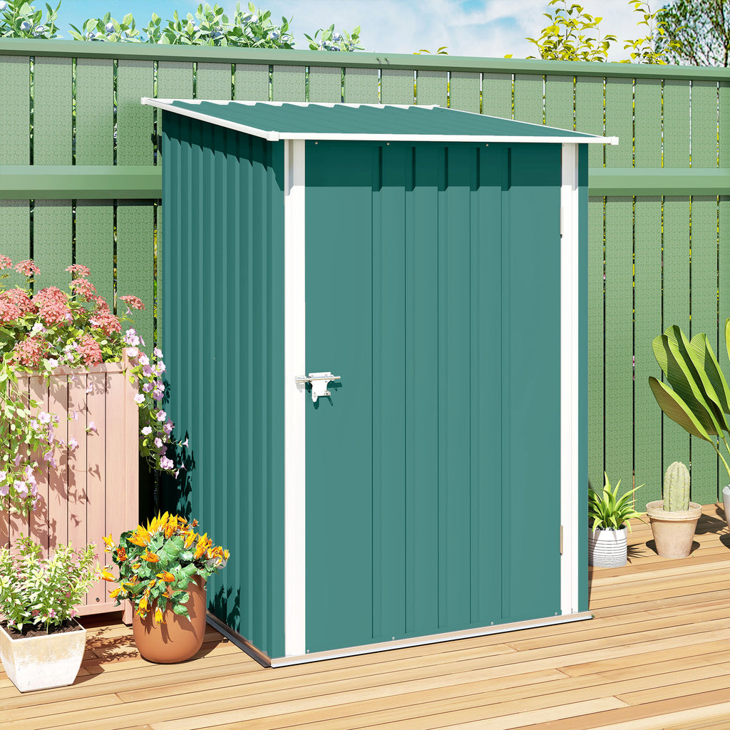 Galvanized Steel Garden Shed with Door, 100x103x160cm, Green
