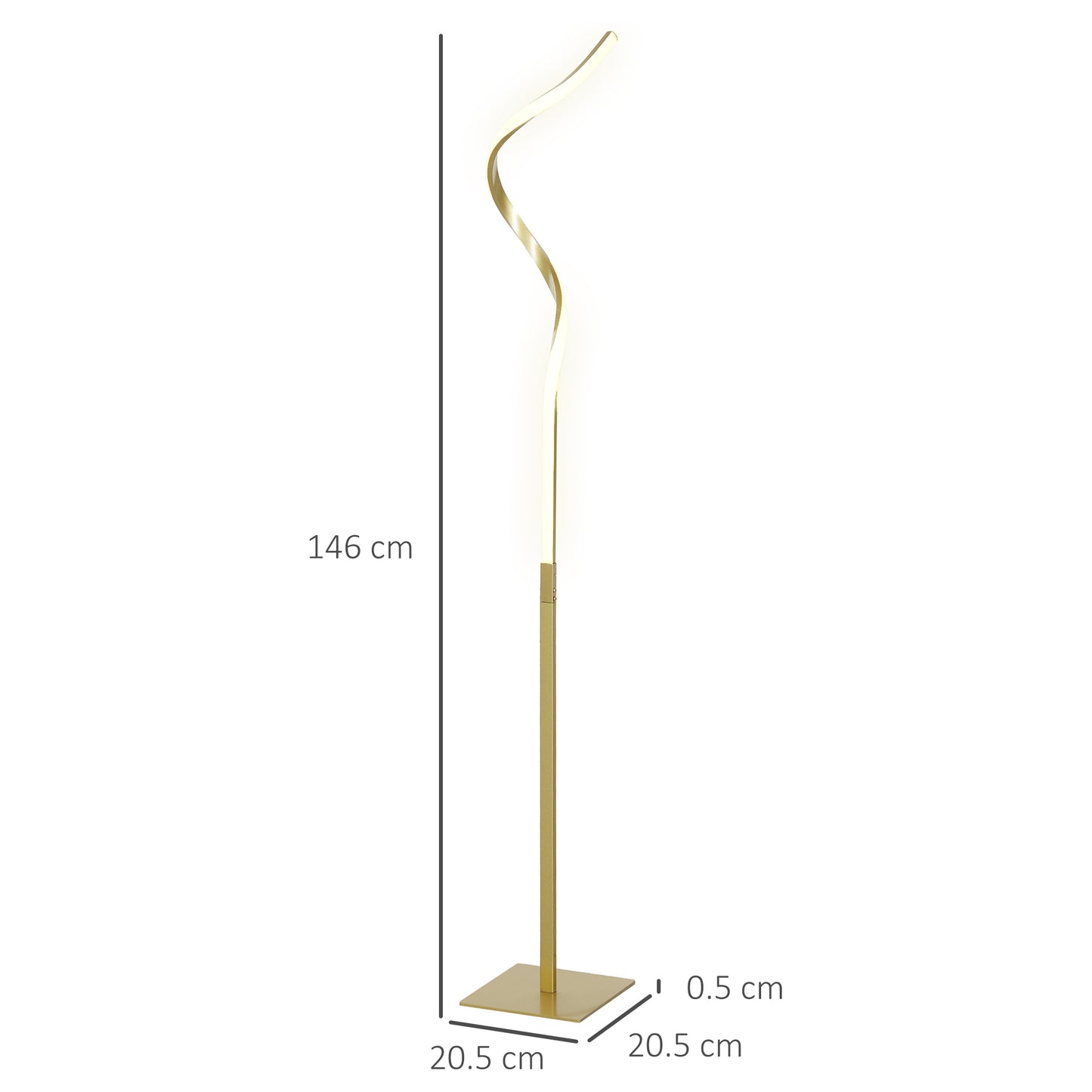 LED Spiral Floor Lamp with 3 Adjustable Brightness and Foot Switch, Gold