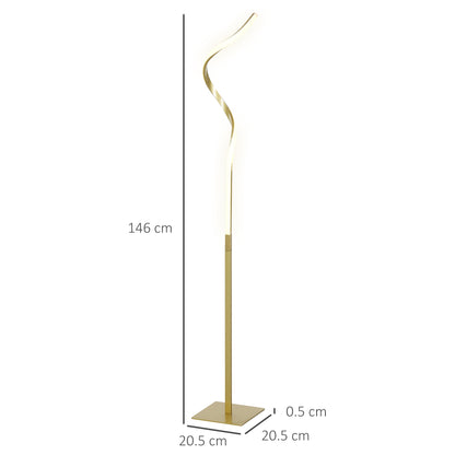 LED Spiral Floor Lamp with 3 Adjustable Brightness and Foot Switch, Gold