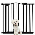 Extendable Dog Gate with 2 Locks and Automatic Lock, Metal and Plastic, 74-87x78 cm, Black