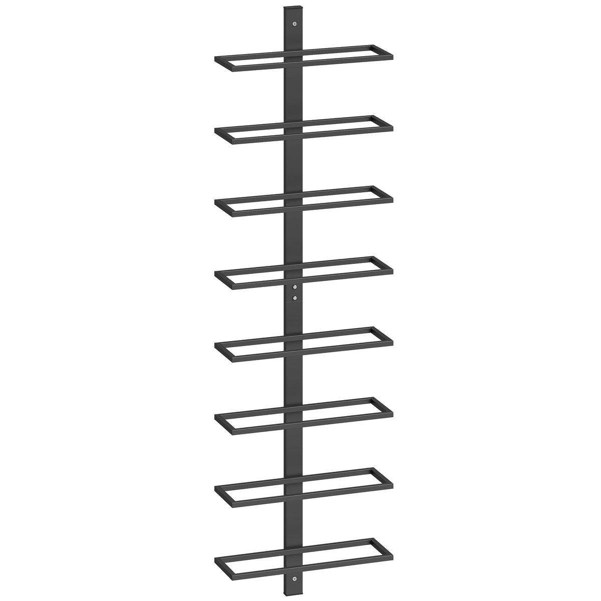 HOMCOM Wall-Mounted Steel Wine Rack for 8 Bottles, Kitchen and Living Room, 27 x 10 x 93.5 cm, Black