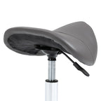 Saddle Stool with Wheels and Adjustable Height for Hairdressing and Tattoo Shops, 52x53x49-61cm Grey