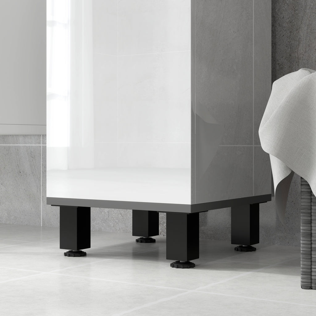 Bathroom Column Cabinet with 2 Cabinets with Adjustable Shelves and Drawer, 34x32x190 cm, White