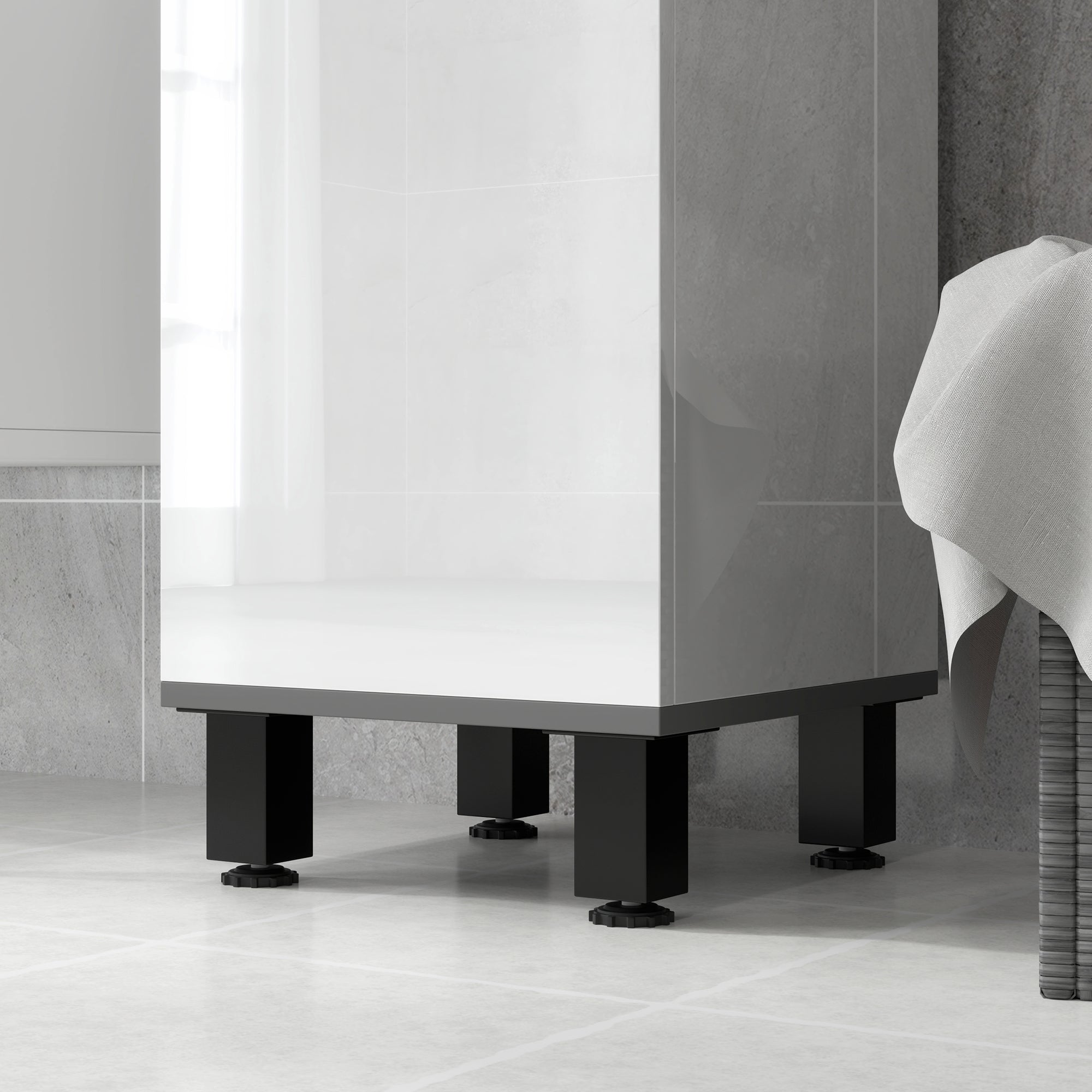 Bathroom Column Cabinet with 2 Cabinets with Adjustable Shelves and Drawer, 34x32x190 cm, White
