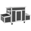 PawHut Wooden Chicken Coop for 1-6 Chickens with 2 Nesting Boxes, Opening Roof and Removable Tray, Dark Grey