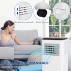 HOMCOM Portable Air Conditioner 750W with 5 Modes and 2 Speeds, in Plastic and Steel, 33x28x70.4 cm, White - Borgè