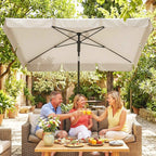 Outsunny Rectangular Umbrella with 3 Tilts, in Metal and Polyester, 183x122x222 cm, Beige