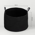88L Portable Foldable Laundry Hamper with Natural Cotton Handles, Ø56x35.5 cm, Black