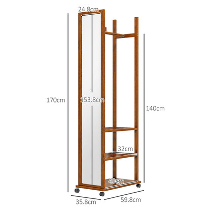 Homcom chamber mirror and entrance with 3 lower and binary shelves, in wood and glass, 35.8x59.8x170 cm - Borgè