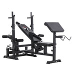 Adjustable Gym Bench with Barbell Rack, Steel and PU, 210x110x103-123 cm, Black