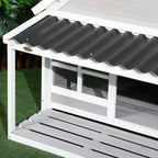 Outdoor Dog Kennel in Wood and PVC with Porch and Windows, 126x118x105cm, Grey - Borge' Group Limited