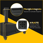 Umbrella Base with Wheels and Built-in Handle, in HDPE and Steel, 45x45x40 cm, Black