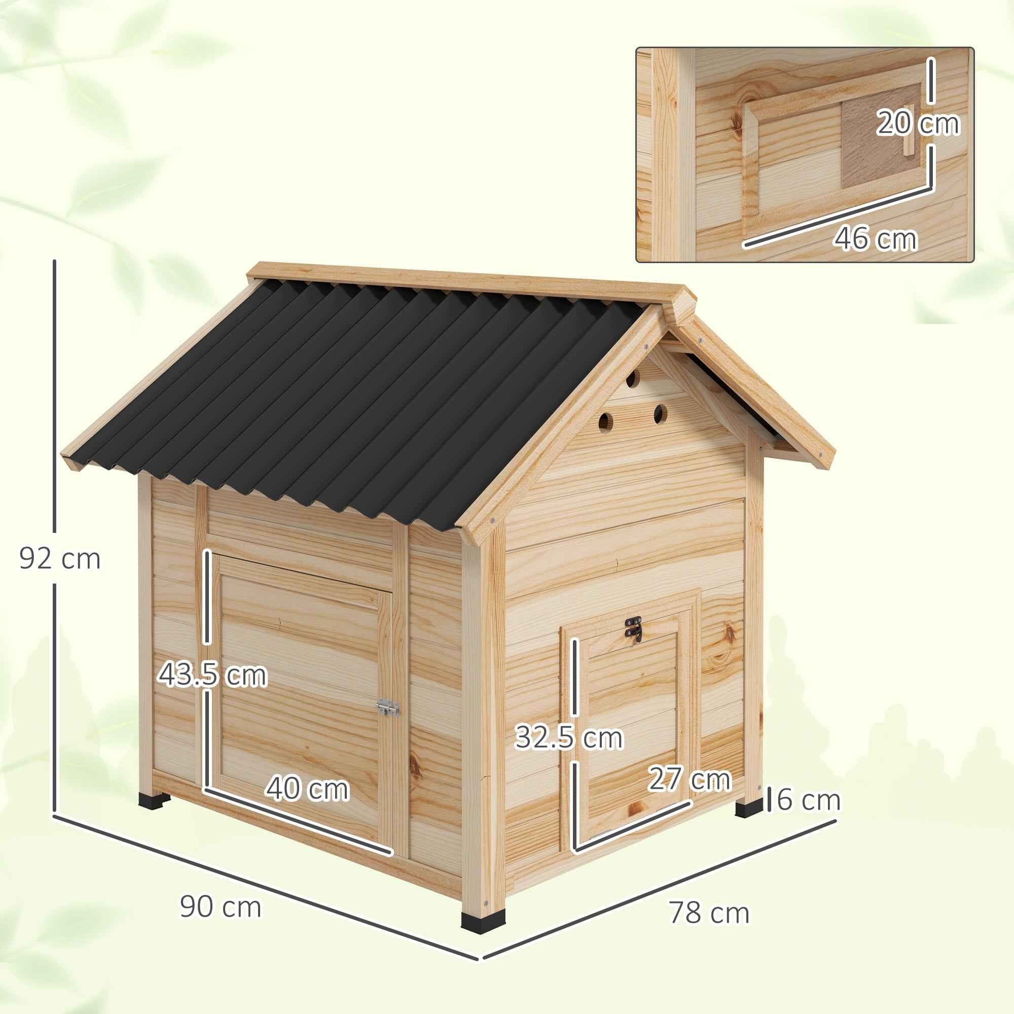 PawHut Outdoor Duck House with Ramp, Removable Bottom and Ventilation Holes, 78x90x92 cm, Wood