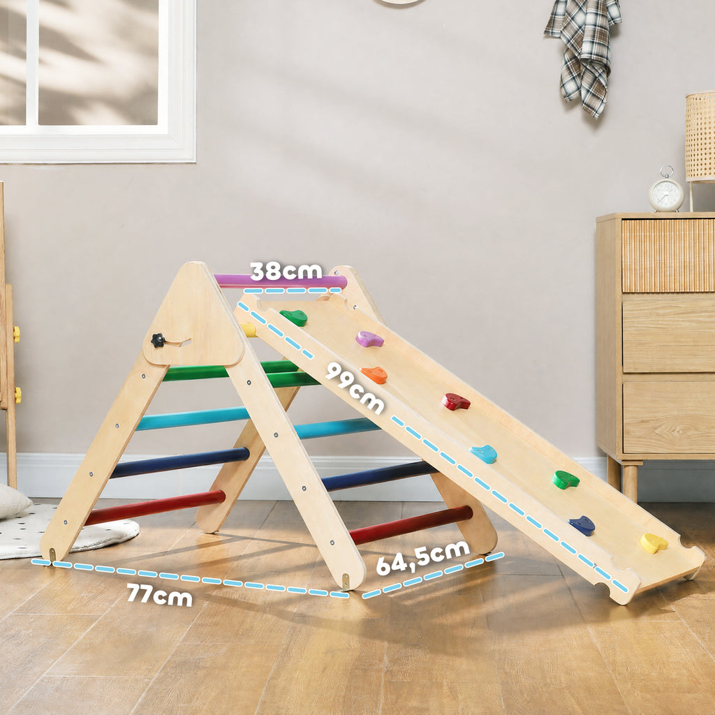 AIYAPLAY Climbing Game with Triangle and Slide and Climbing Panel, for Children 18-48 Months, Multicolored