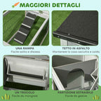 PawHut Outdoor Rabbit Hutch with Ramp, Opening Roof and Tray, Made of Fir Wood, 150x52x68 cm, Light Grey