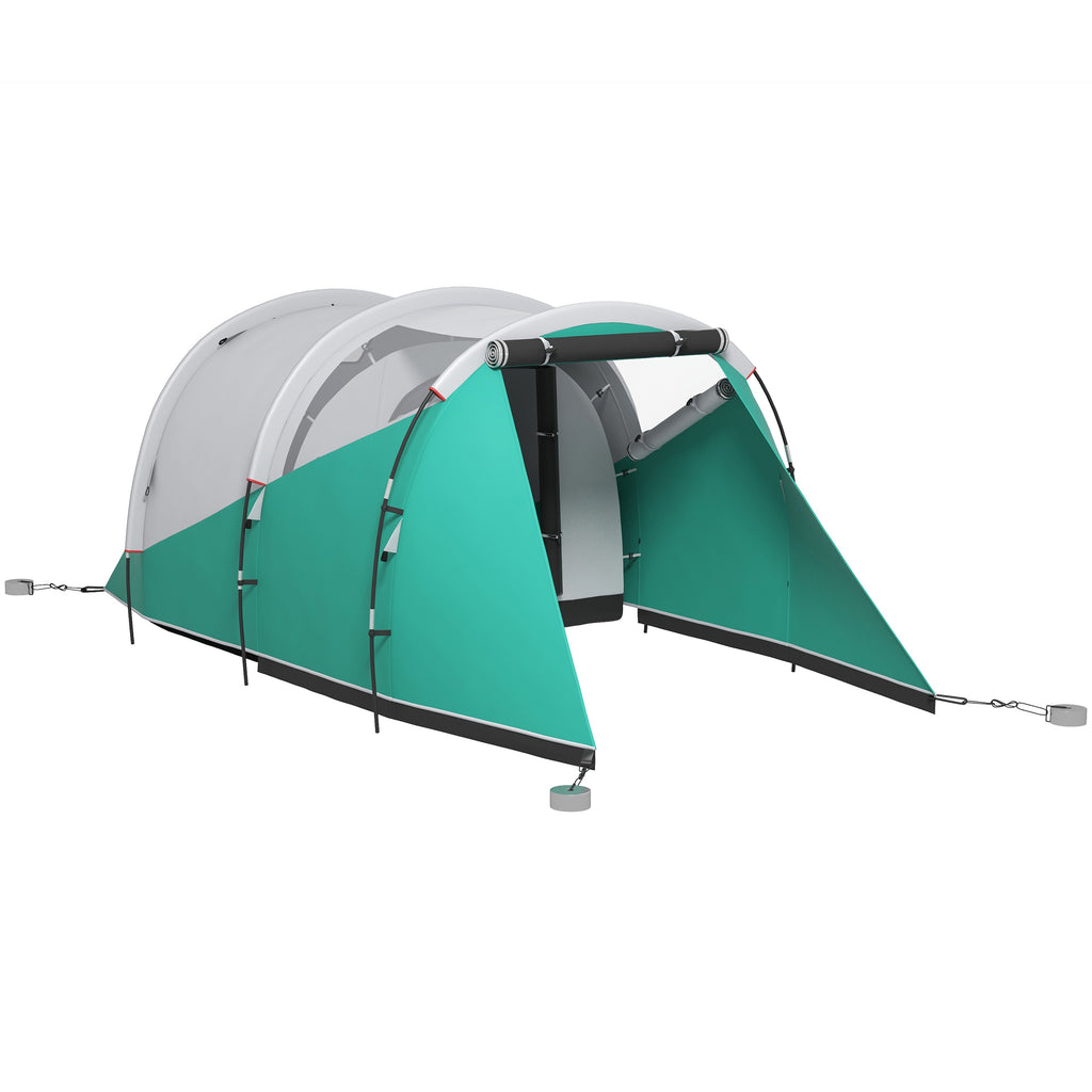 2-4 Person Waterproof Tunnel Tent with Carry Bag, 460x260x190 cm, Green