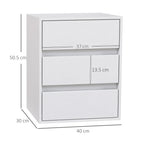 Modern 3-Drawer Chest of Drawers in White Wood, 40x30x50.5 cm