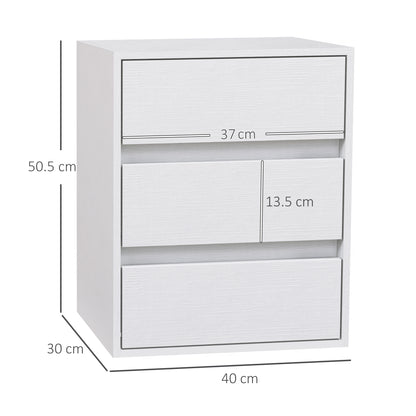 Modern 3-Drawer Chest of Drawers in White Wood, 40x30x50.5 cm