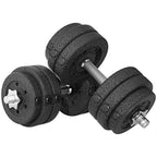 30kg Dumbbell Weight Set (8x2.5kg, 4x1.5kg) with 12 Discs and 2 x 2kg Dumbbells, 43x18x7.5cm, Black