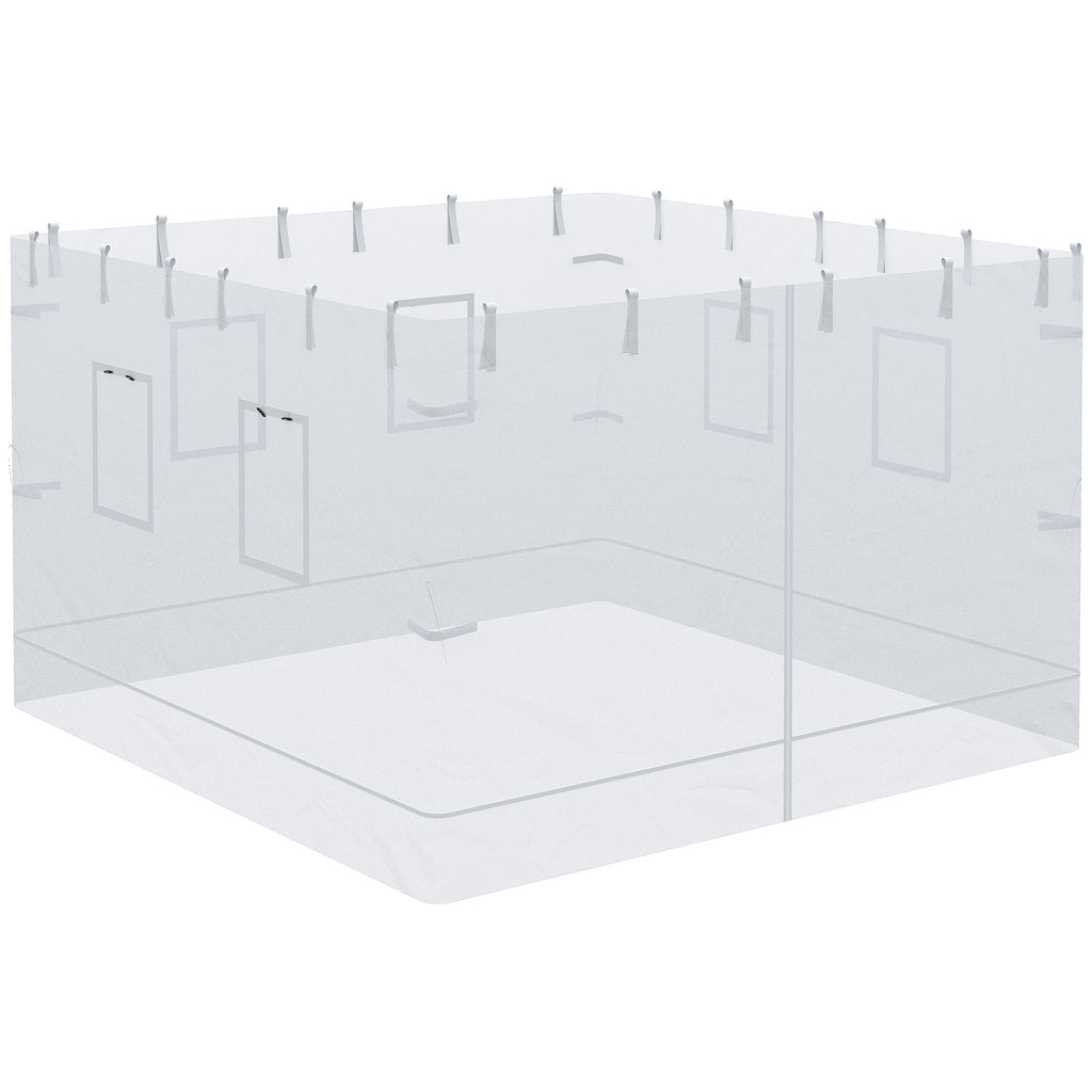 Gazebo Wall 3x3 in Nylon, 3-Piece Mosquito Net Set with 6 Windows and Door with Zip, 300Lx195 cm