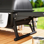 Portable Gas Grill with 2 Burners and Lid with Thermometer, Black