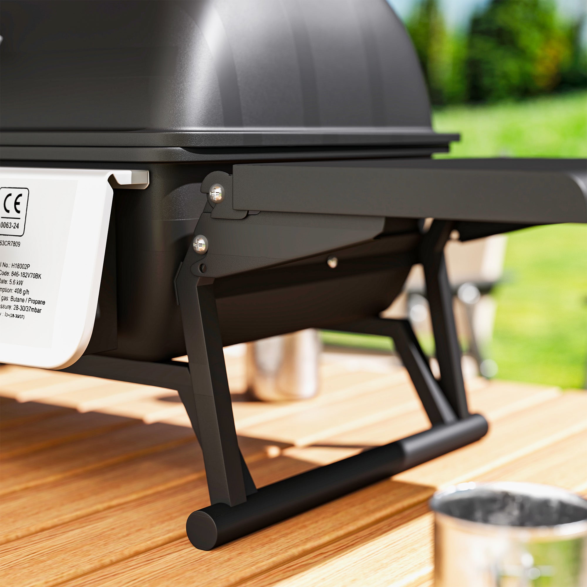 Portable Gas Grill with 2 Burners and Lid with Thermometer, Black