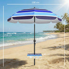 Outsunny Beach Umbrella with Table and Cup Holder, Metal and Polyester, Ø198x214 cm, Multicolored
