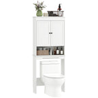 Over-the-Toilet Cabinet with 3 Closed Shelves and Open Shelf, Wooden, 65x22x161 cm, White