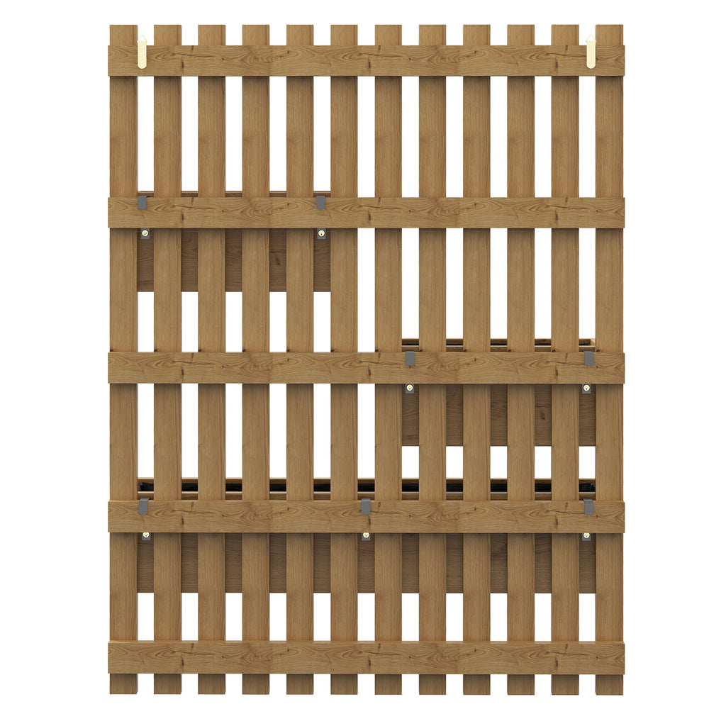 Vertical Slatted Planter with 3 Removable Pots, in Fir Wood, 60x16x80 cm, Burnt Brown