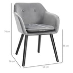 Homcom set of 2 chairs per dining room with padded and velvet armrests, 54x56x74cm, gray - Borgè