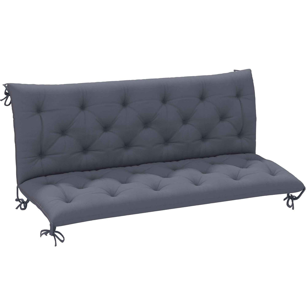 Outsunny Capitonné Style Garden Cushion with 6 Ties, in Cotton and Polyester, 150x98x8 cm, Dark Grey