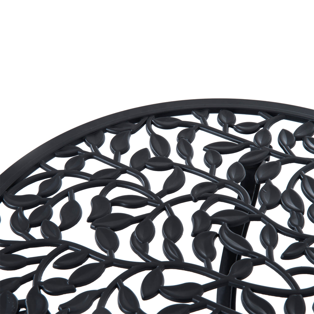 3-Piece Garden Set with 2 Outdoor Chairs and Round Aluminum Table, Black