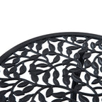 3-Piece Garden Set with 2 Outdoor Chairs and Round Aluminum Table, Black