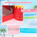 Inflatable Castle for Children with Slide, Trampoline, Ball Pit and Basketball Hoop, 255x230x196 cm, Pink