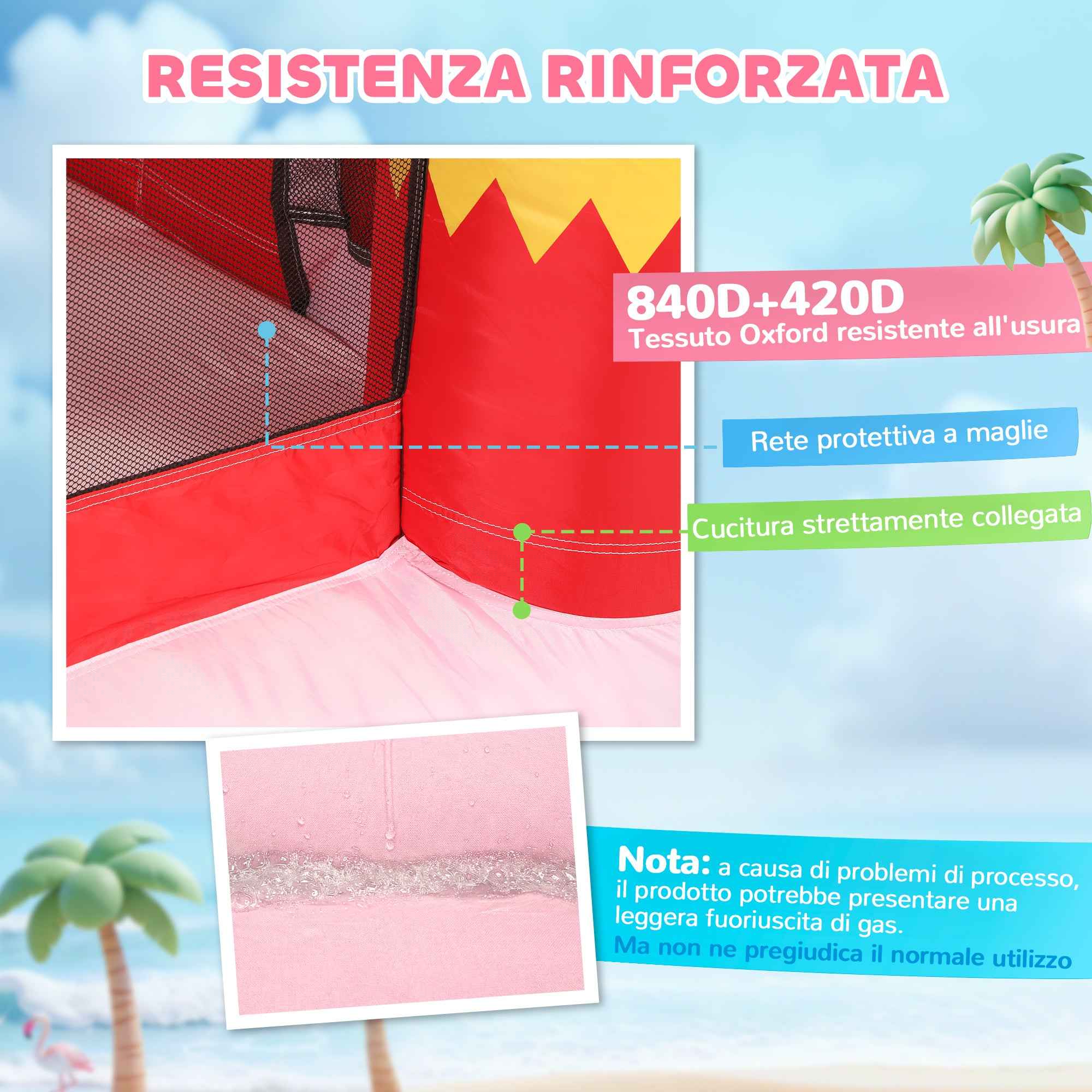 Inflatable Castle for Children with Slide, Trampoline, Ball Pit and Basketball Hoop, 255x230x196 cm, Pink