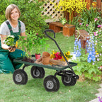 Steel Garden Trolley with 150 kg Capacity and Coated Handle, 94x48.5x100 cm, Black and Green