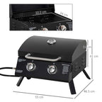 Outsunny Folding Gas Barbecue with Lid, Thermometer and 2 Steel Burners, 55x46.5x41 cm, Black