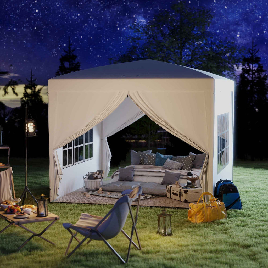 Outsunny 3x3m Folding and Waterproof Gazebo with Side Panels, Steel and Oxford Fabric, White