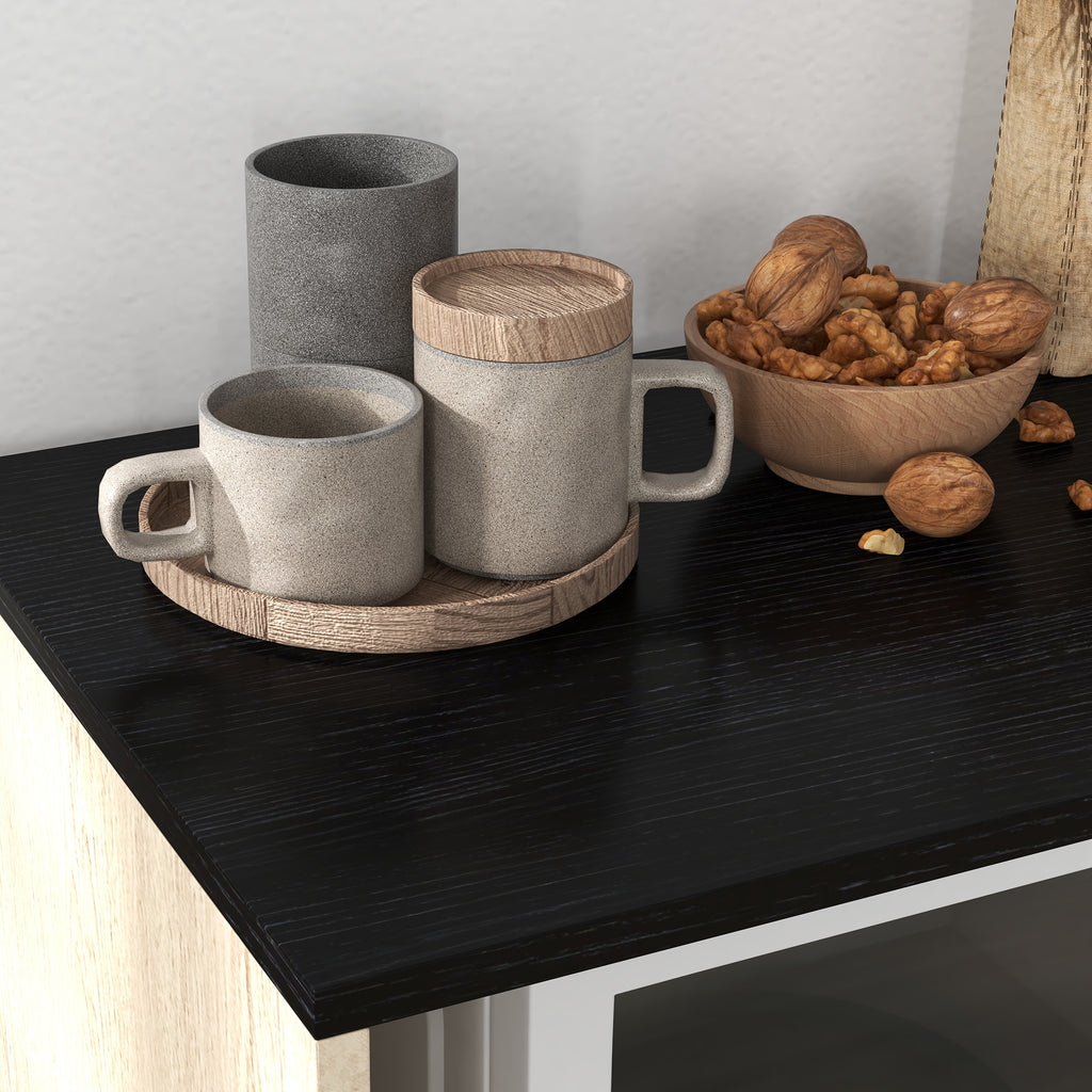 HOMCOM Chipboard Kitchen Trolley with Open Shelf, 2-Door Cabinet and Side Shelf, 75x40x80.5 cm - Borgè