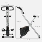 8-Level Magnetic Folding Exercise Bike with LCD Display, Wheels and Adjustable Seat, Grey and Black