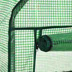 Outsunny Mini Garden Greenhouse with 2 Metal Shelves and PE Cover, 69x49x92cm, Green