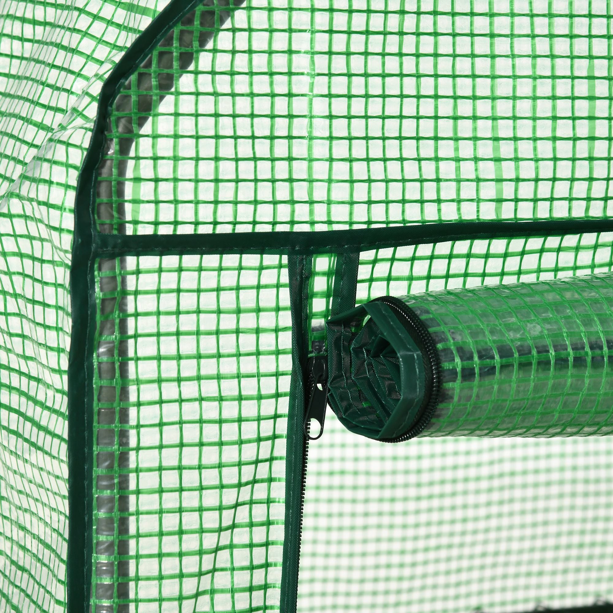 Outsunny Mini Garden Greenhouse with 2 Metal Shelves and PE Cover, 69x49x92cm, Green